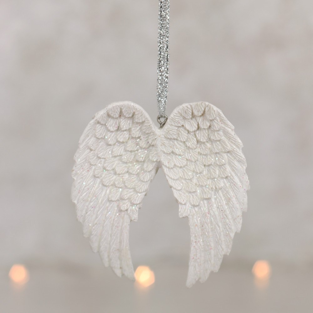 Something Different - Double Glitter Angel Wing Ornament - Weiß